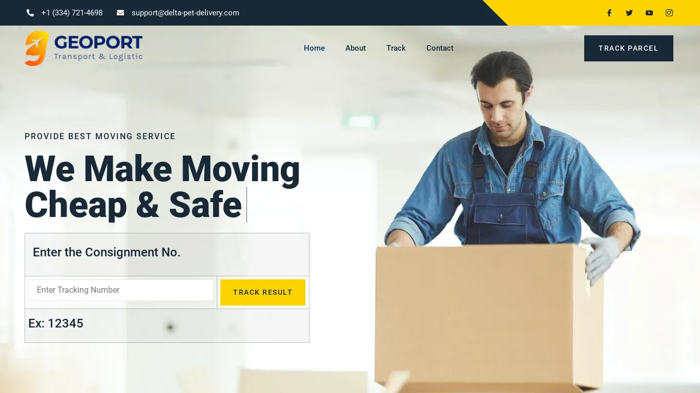 A screenshot of Delta-pet-delivery.com