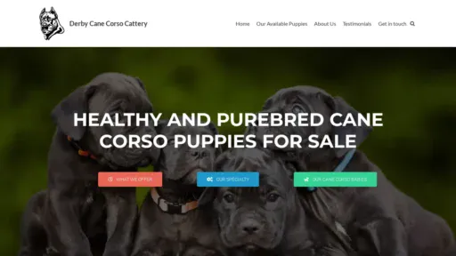 A screenshot of Derbycanecorsopups.com