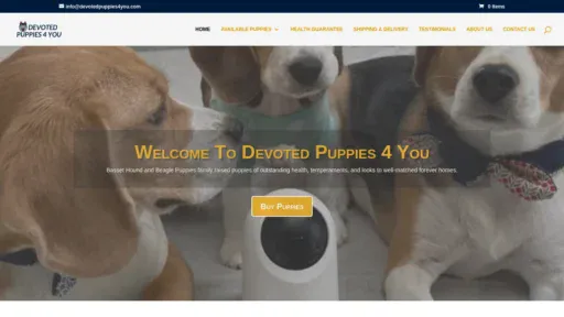 A screenshot of Devotedpuppies4you.com