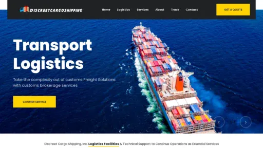A screenshot of Discreetcargoshipping.com