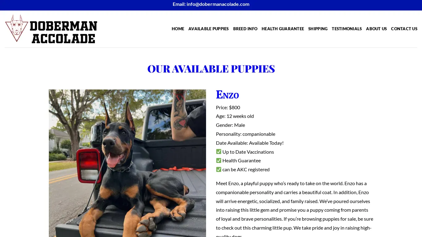 is dobermanacolade.com legit? screenshot