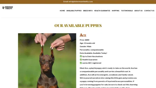 A screenshot of Dobermanfidelity.com
