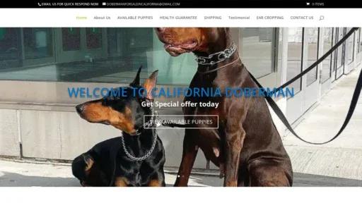 A screenshot of Dobermanforsaleincalifornia.shop
