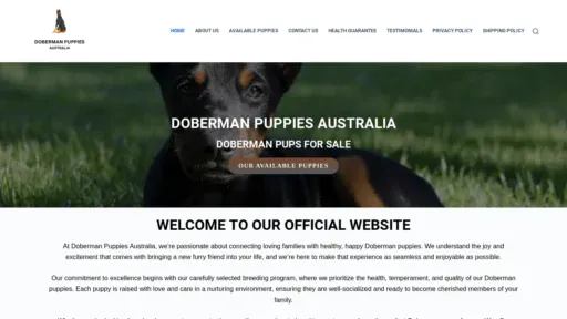 A screenshot of Dobermanpuppiesaustralia.com