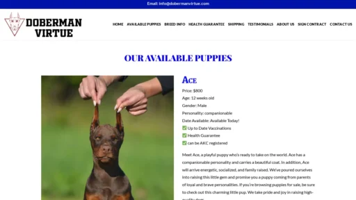 A screenshot of Dobermanvirtue.com