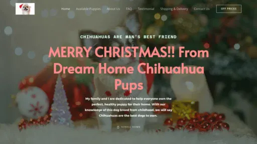 A screenshot of Dreamhomechihuahuapups.com