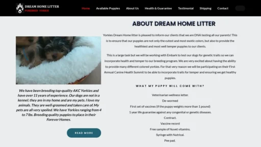 A screenshot of Dreamhomelitter.com