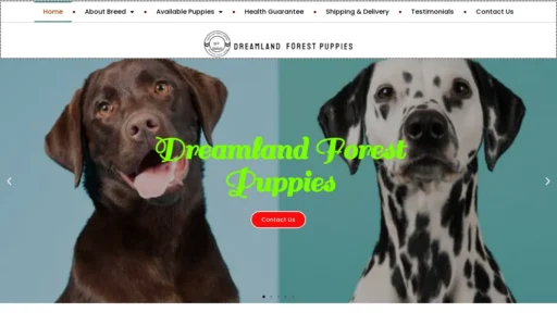 A screenshot of Dreamlandforestpups.com