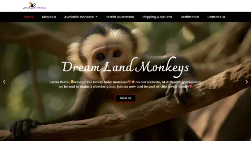 A screenshot of Dreamlandmonkeys.com