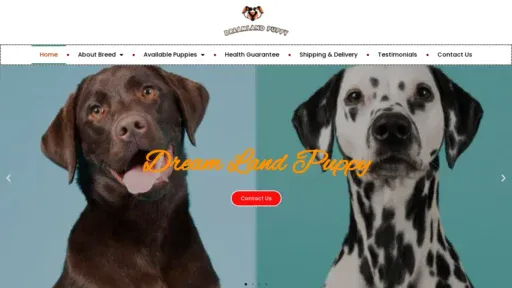 A screenshot of Dreamlandpuppy.com
