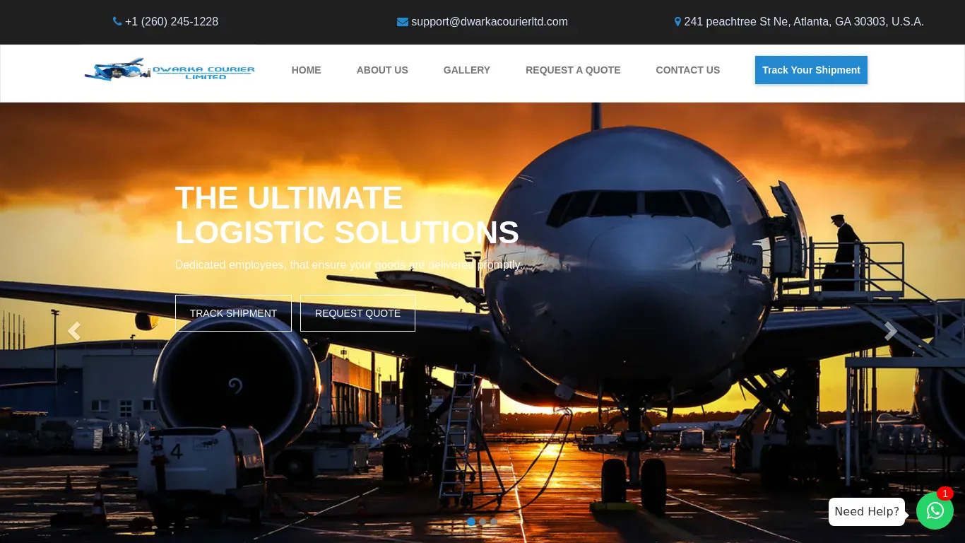 A screenshot of Dwarkacourierltd.online