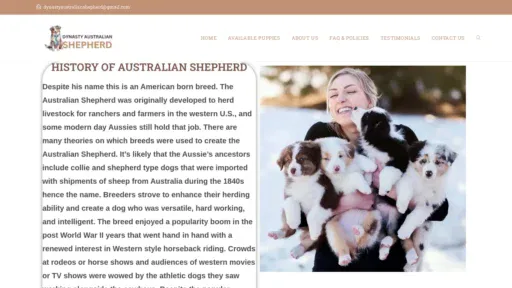 A screenshot of Dynastyaustralianshepherd.com