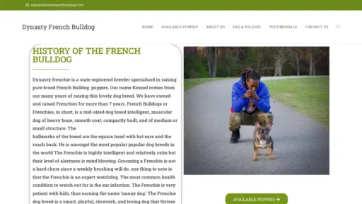 A screenshot of Dynastyfrenchbulldogs.com