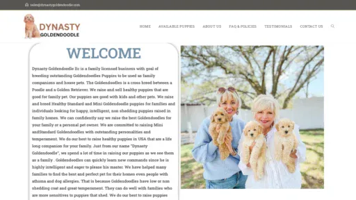 A screenshot of Dynastygoldendoodle.com