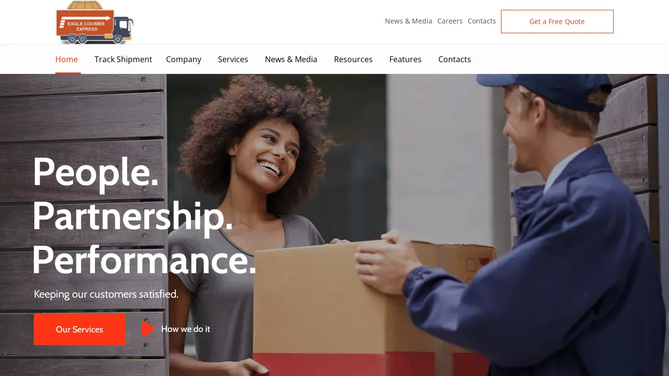 A screenshot of Eagleexpresscourierlogistics.com