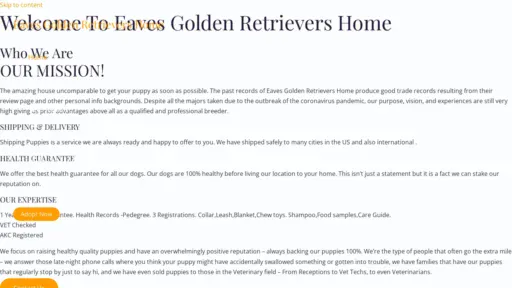 A screenshot of Eavesgoldenretrievershome.com