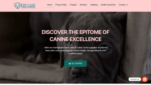 A screenshot of Edycanecorsopuppies.com