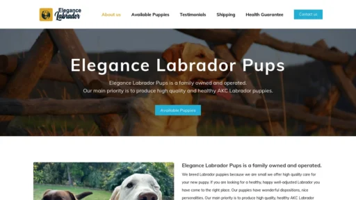 A screenshot of Elegancelabradorpups.com
