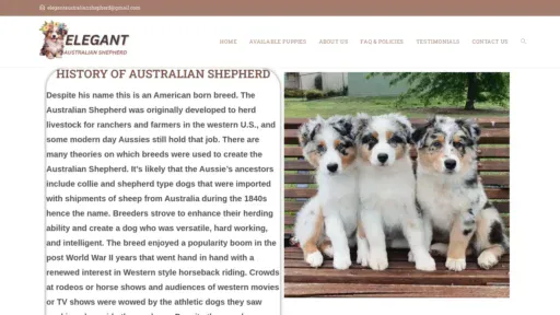 A screenshot of Elegantaustralianshepherd.com