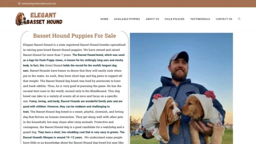 A screenshot of Elegantbassethound.com
