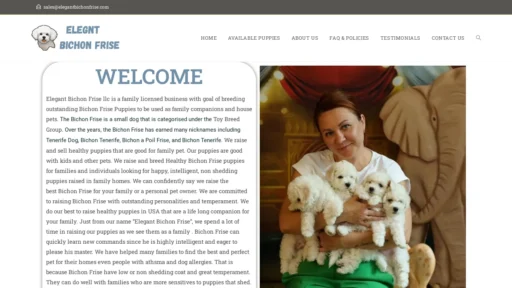 A screenshot of Elegantbichonfrise.com