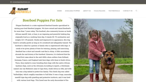 A screenshot of Elegantboerboels.com
