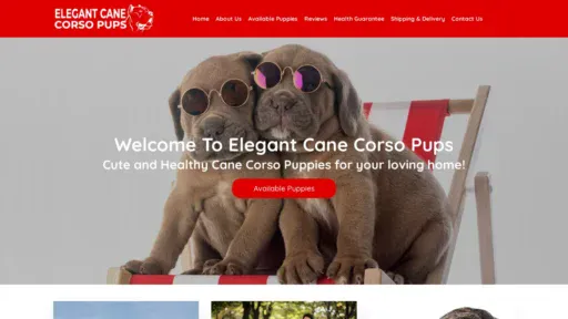 A screenshot of Elegantcanecorsopups.com