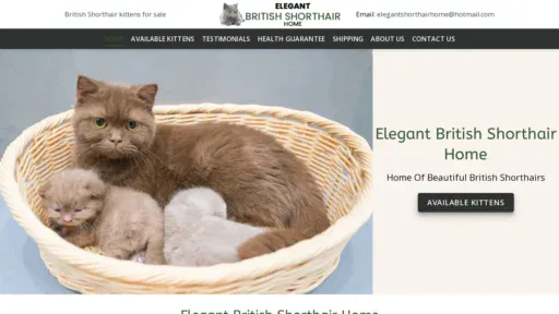 A screenshot of Elegantshorthaircats.com