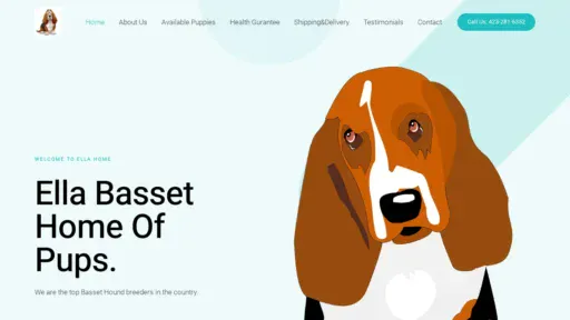 A screenshot of Ellabassethomeofpups.com