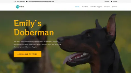 A screenshot of Emilysdobermanpinscherpuppies.com