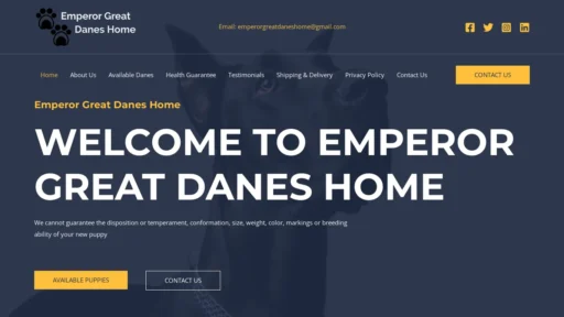 A screenshot of Emperorgreatdaneshome.com