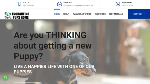 A screenshot of Enchantingpupshome.co.za