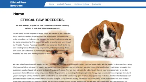 A screenshot of Ethicalpawbreeders.co.za