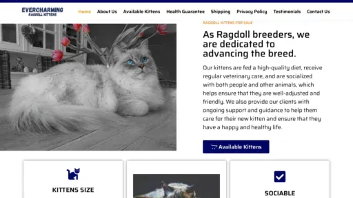 A screenshot of Evercharmingragdollkittens.com