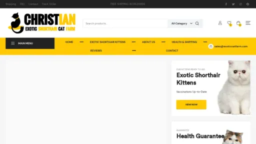 A screenshot of Exoticcatfarm.com