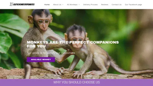 A screenshot of Exotichomeforprimates.com