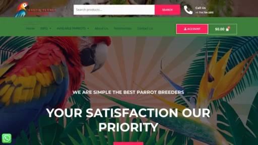 A screenshot of Exoticparrotandeggfarm.com