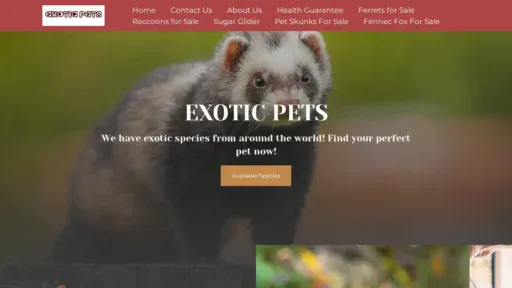 A screenshot of Exoticpetss.com