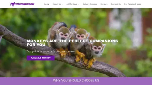 A screenshot of Exoticprimateshome.com