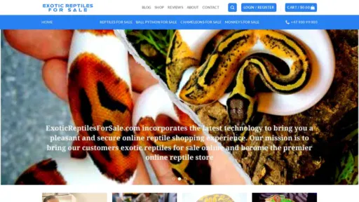 A screenshot of Exoticreptilesforsale.com