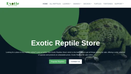 A screenshot of Exoticreptilesstore.com