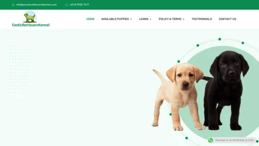 A screenshot of Exoticretrieverskennel.com