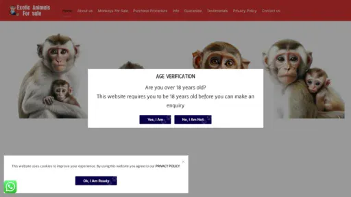 A screenshot of Exoticsanimalsforsale.shop