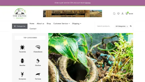 A screenshot of Exoticwildpets.com