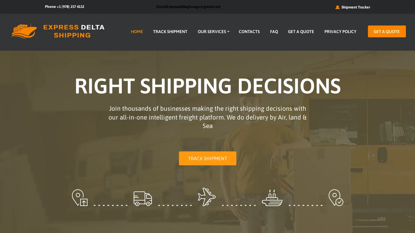 A screenshot of Expressdeltadelivery.com