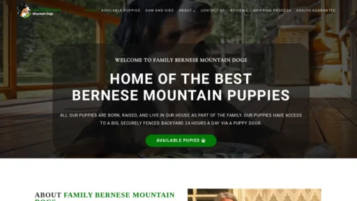 A screenshot of Familybernesemountaindogs.com