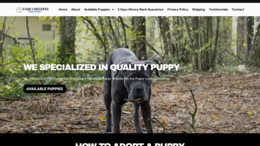 A screenshot of Familybreederspuppieshome.com