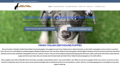 A screenshot of Familyitaliangreyhound.shop