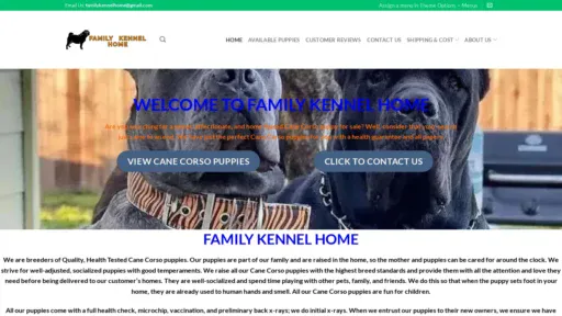 A screenshot of Familykennelhome.com