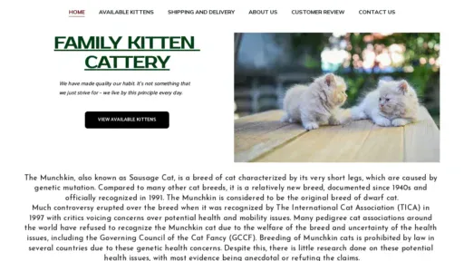 A screenshot of Familykittencattery.com